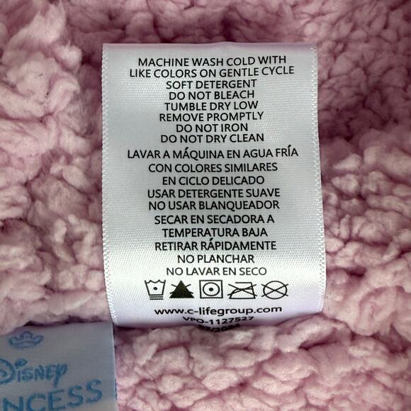 Disney Princess Sherpa Lined Jacket Girls 5 Light Blue Pink Gold Hood Winter SEE - Picture 13 of 13